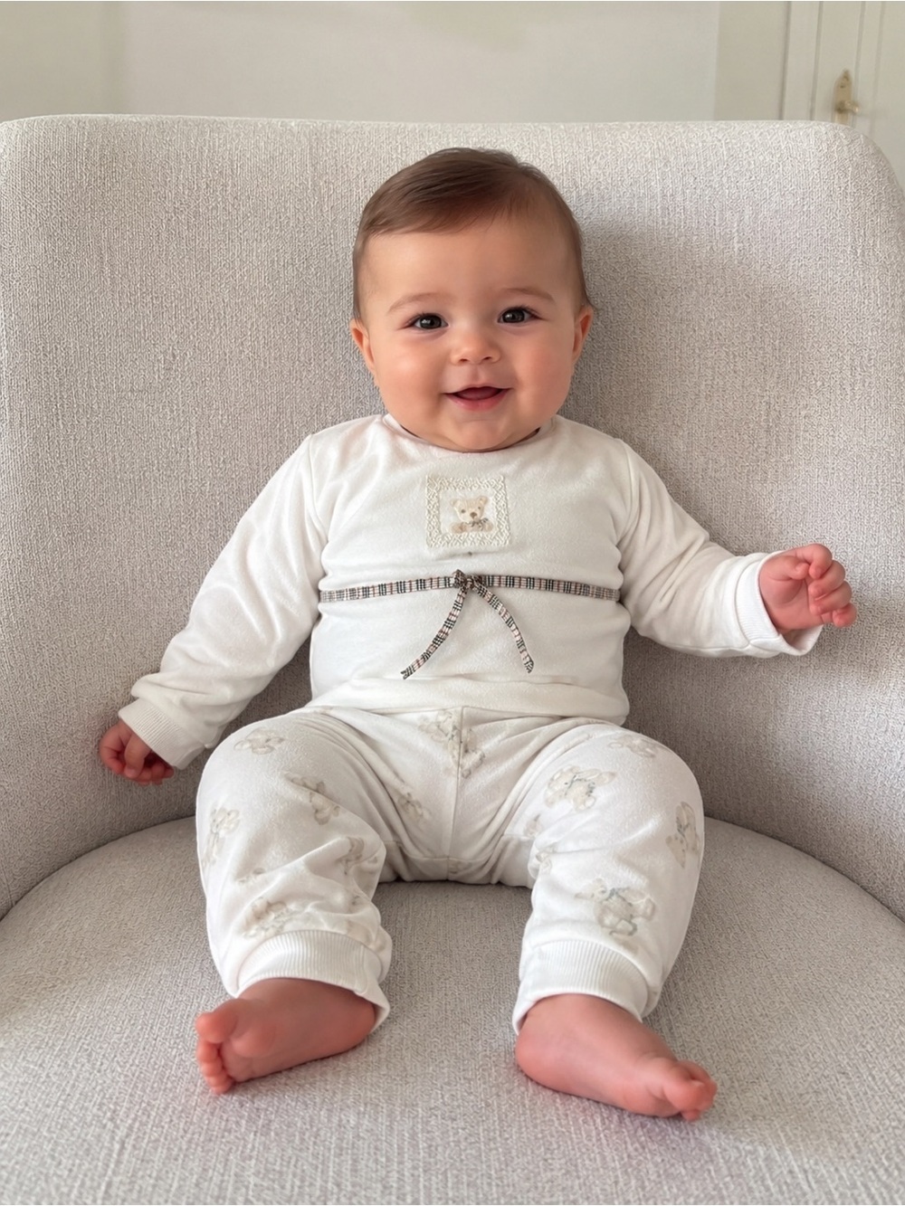 Set top wrap + bottoms 3/6 months beige‎ Burberry
